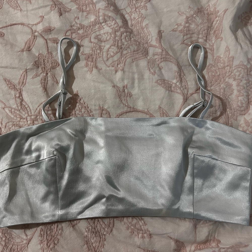 Silver Satin Crop Top